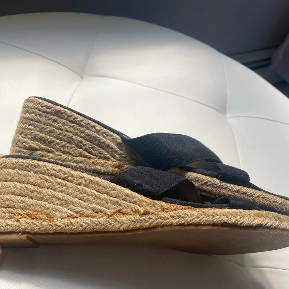 Vintage Black Espadrille Wedge Sandals